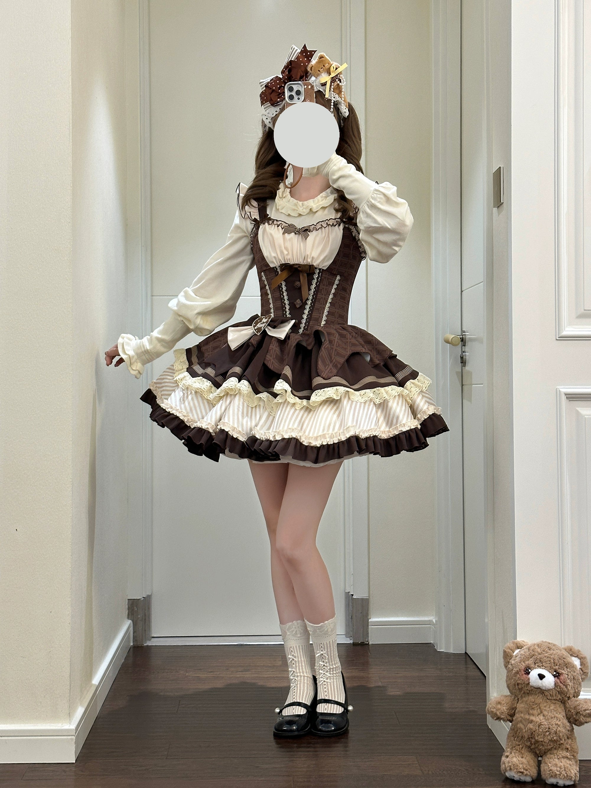 Hawthorn Berries - Thin Choco - Sweet Lolita Petite JSK Puffy Mini Dress KC