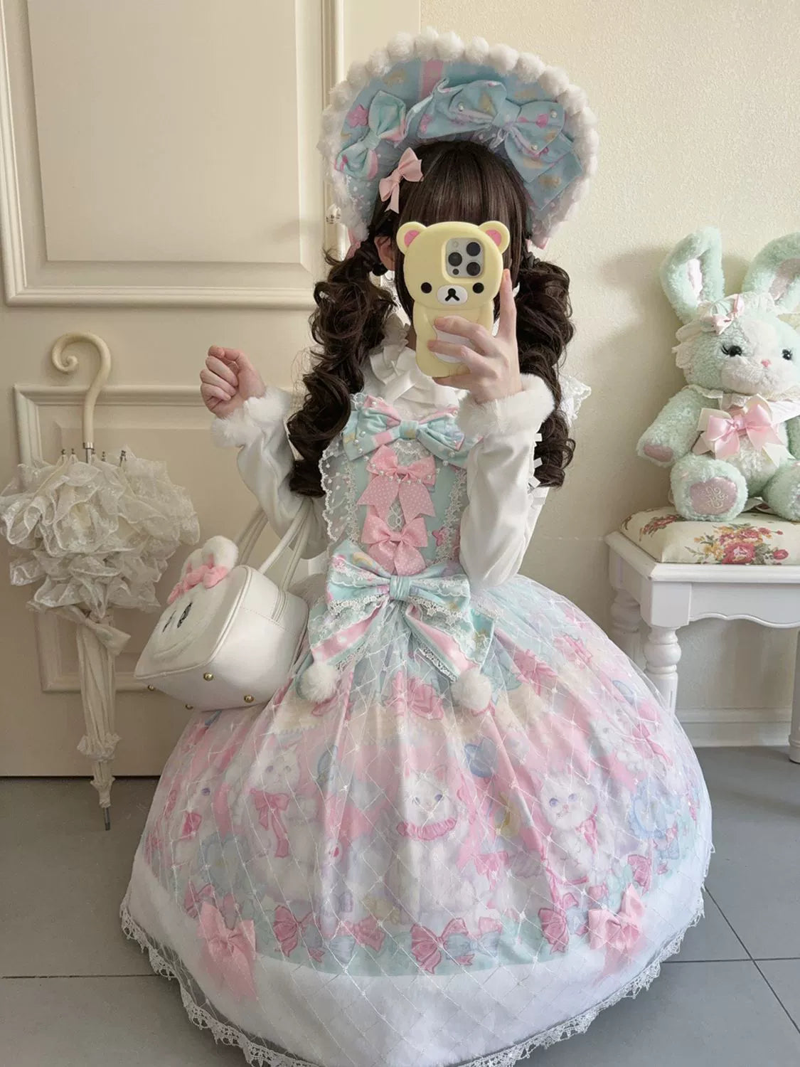 Hanguliang - Candy Mary Cat - Fluffy Sweet Lolita JSK Dress, Kitten Print