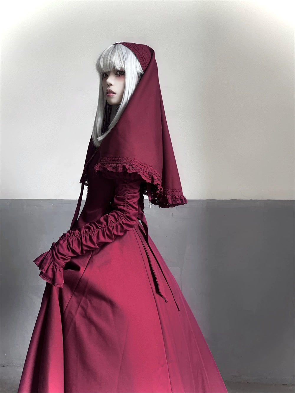LeMiroir - Moonlit Prayer - Nun Lolita Crown, Elastic Headscarf