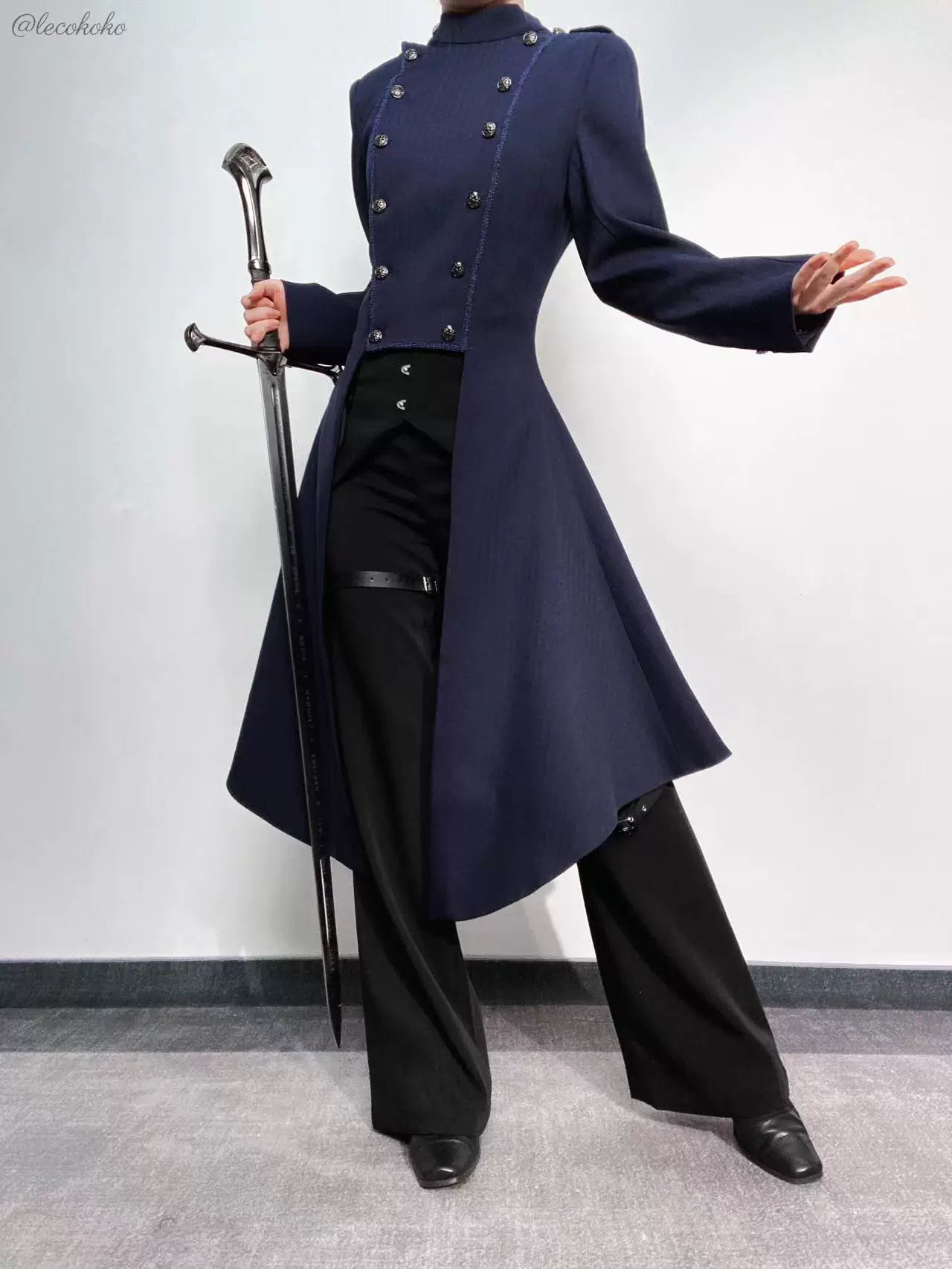 Eternal Moonlit Night - Ouji Lolita Coat, Double-Breasted High-Low Hem