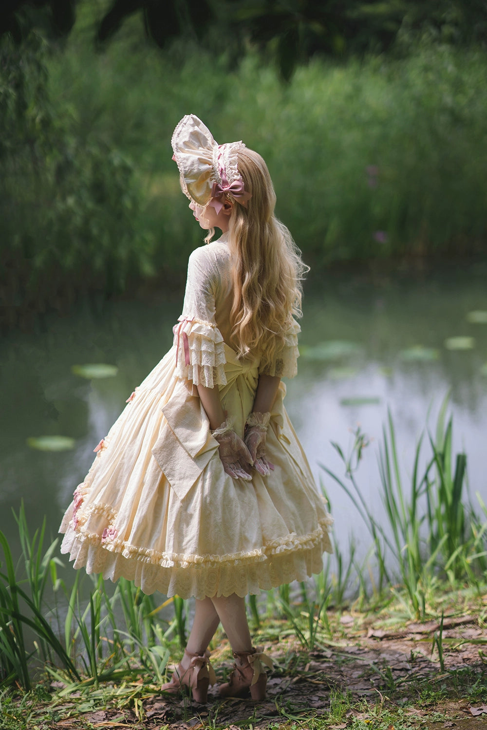 Miss Point~Lilyka Garden~Classic Lolita OP Dress Set Elegant Floral Wall Princess Sleeve 38832:606312