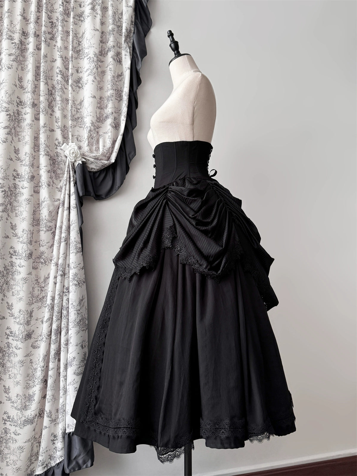 Muppet Mind Ben - Dreaming - Gothic Lolita Skirt Fishbone Long Skirt Ruffled Hem 36858:608362