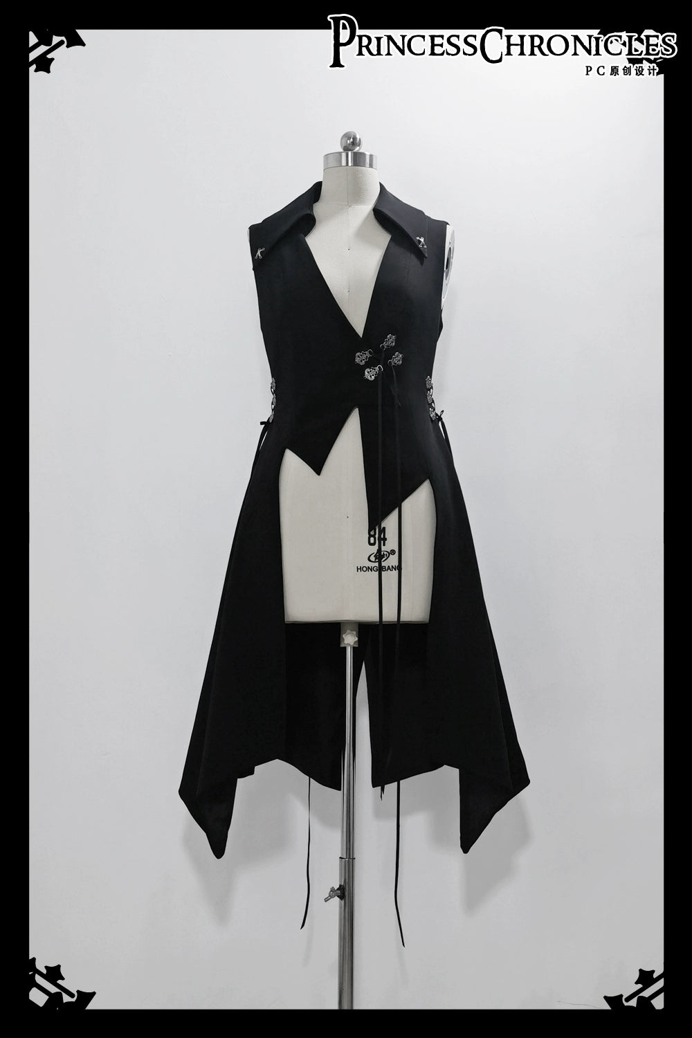 Princess Chronicles - Crimson Ash Zero - Ouji Lolita Vest Handsome Slim Long Black Vest