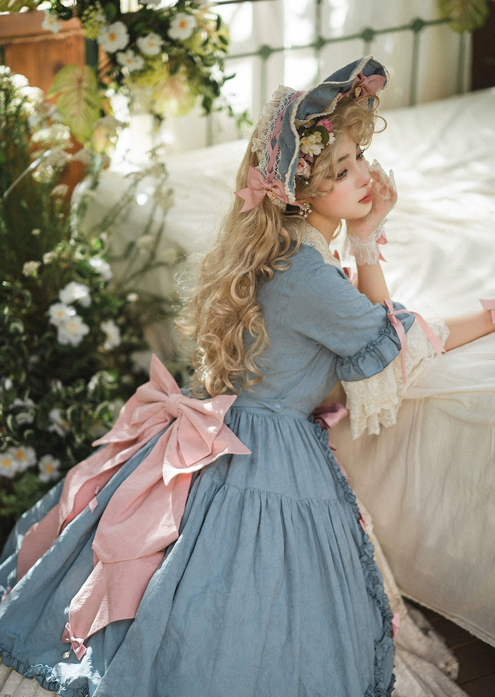 Miss Point~Lilyka Garden~Classic Lolita OP Dress Set Elegant Floral Wall Princess Sleeve 38832:606196