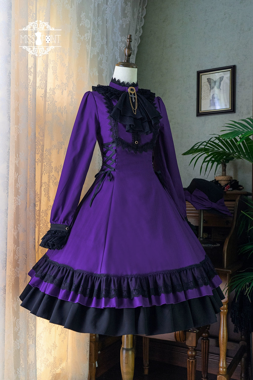 Miss Point - Perintz Manor - Gothic Lolita OP Long Sleeve Retro Lolita Dress 39904:643060