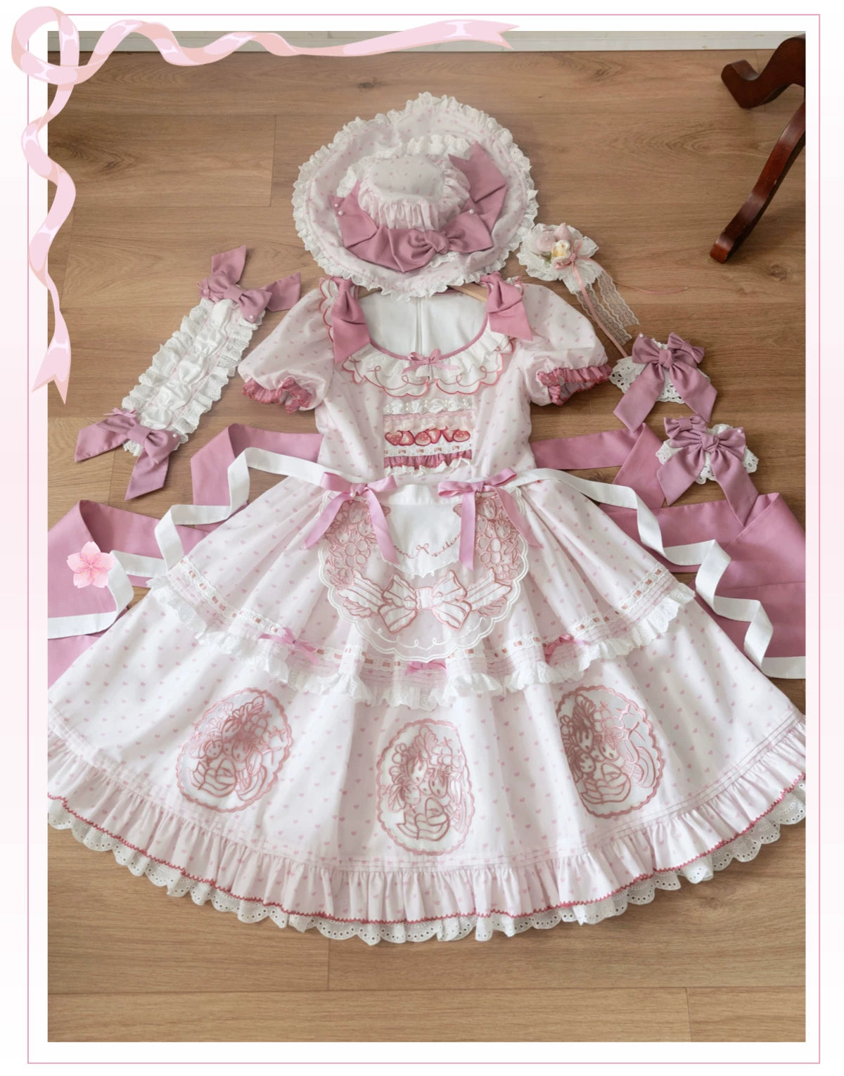 Berry Trap - Embroidered Sweet Lolita OP Dress, Polka Dot