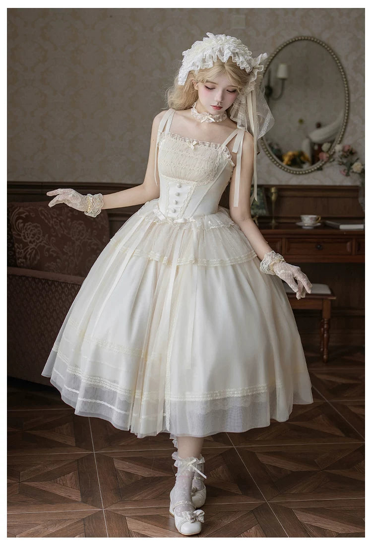 Confession Poem - Classic Lolita Corset JSK Set, Lace & Bows
