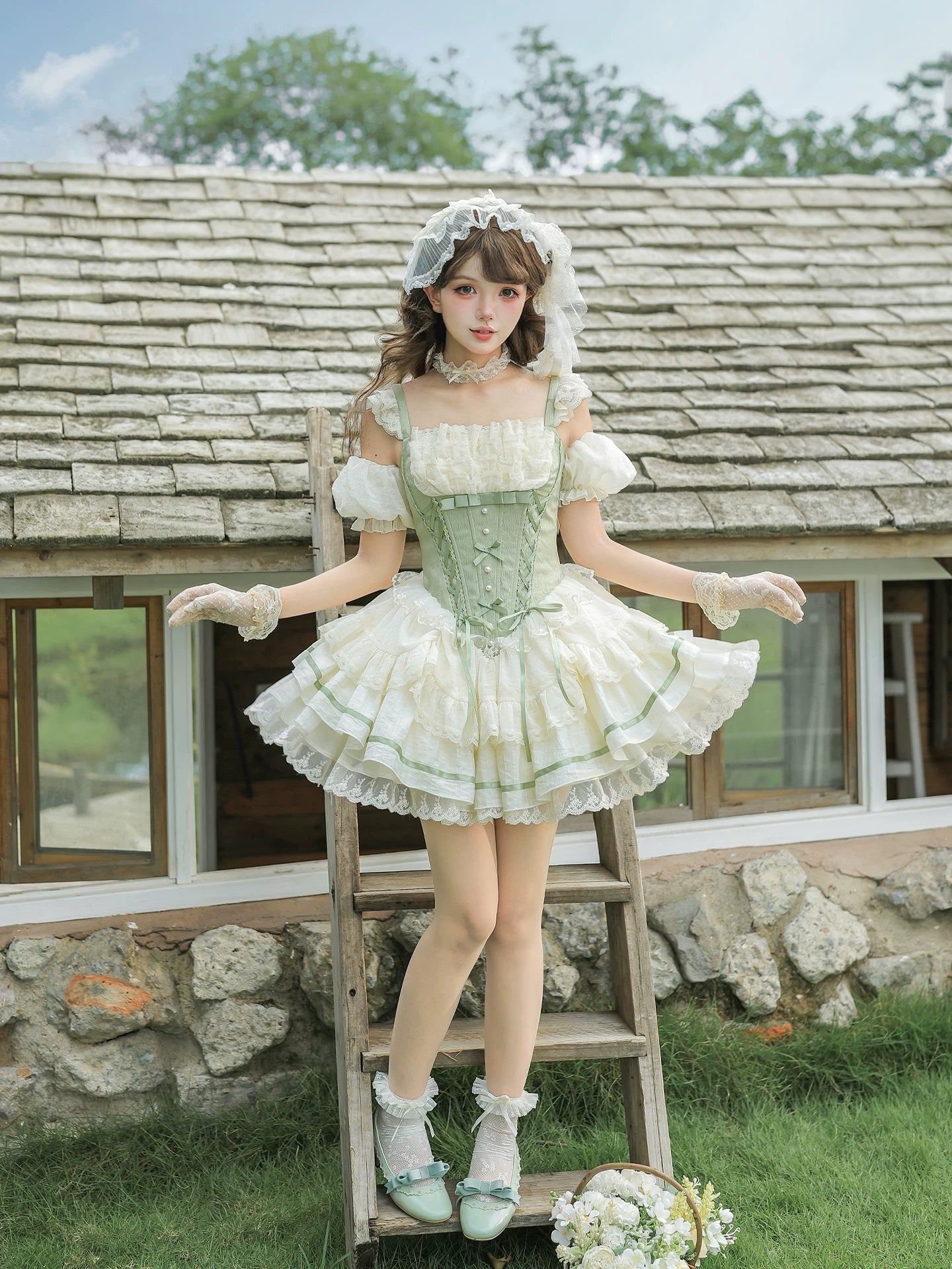 Unfailing - Classic Lolita Bow Jacquard Corset JSK Dress 45632:856652