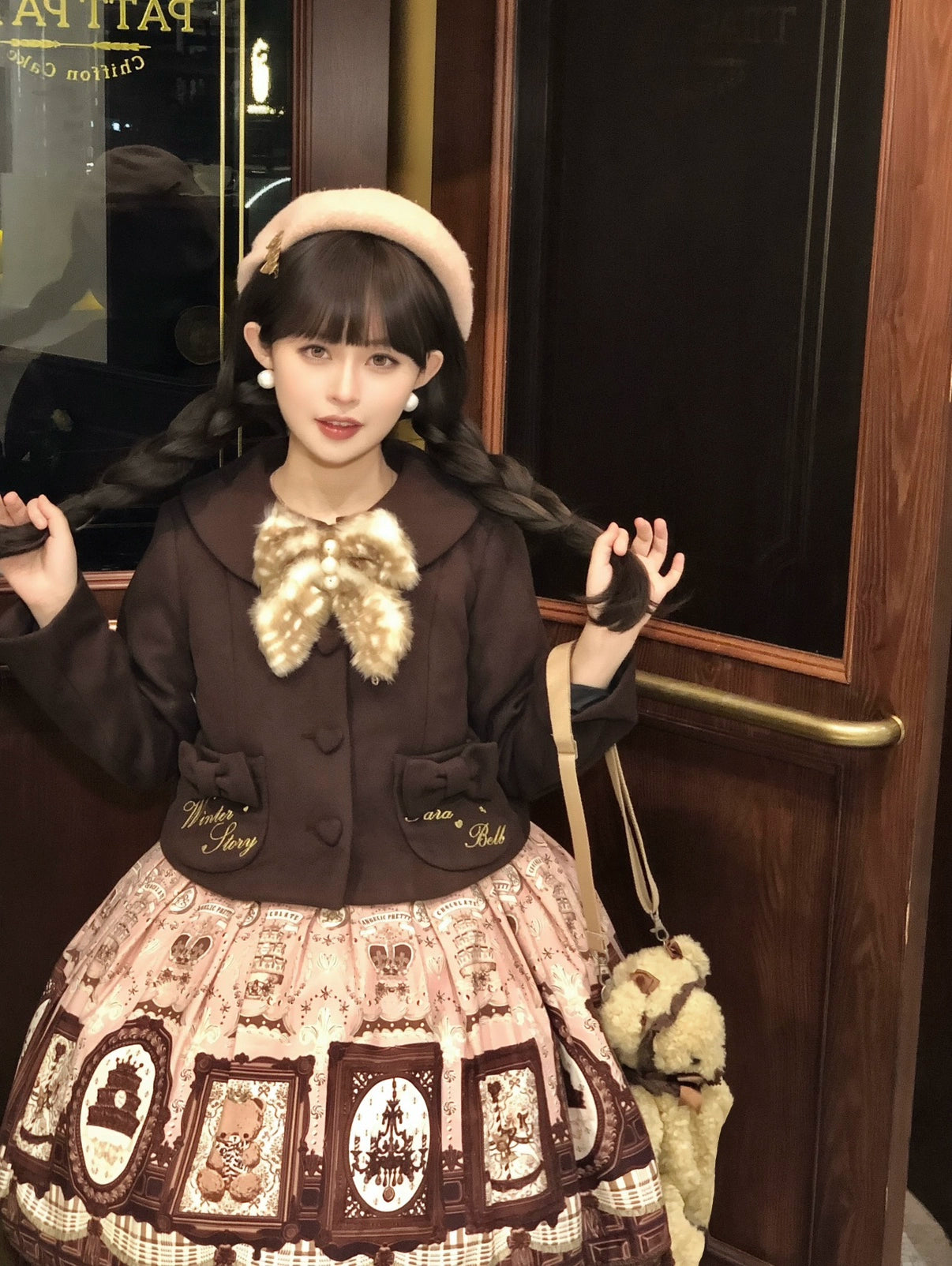 Sara Bell - Winter Story - Winter Kawaii Lolita Short Coat, Detachable Fur Collar 44068:794423