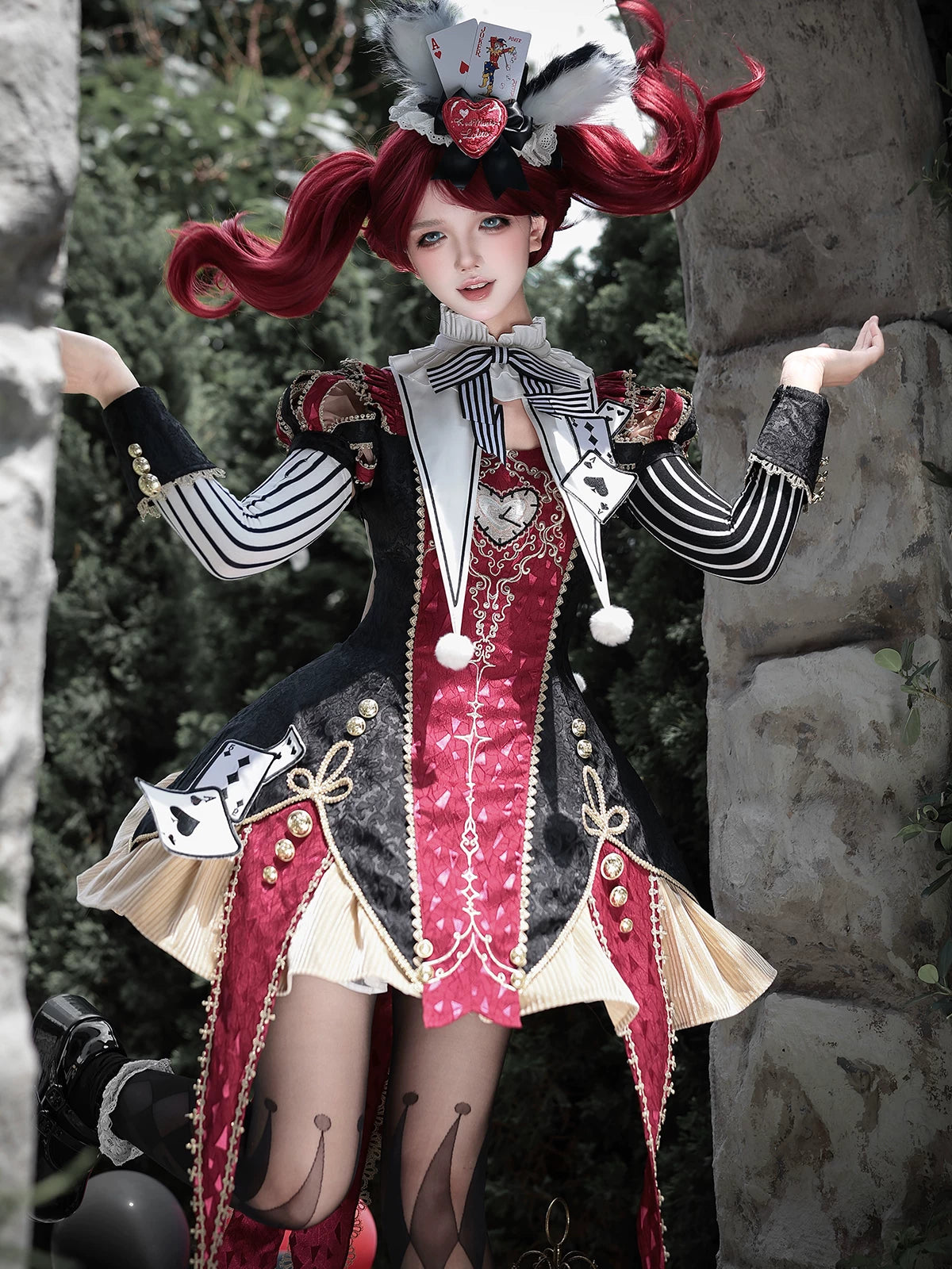 Circus Fantasy Night - Gothic Lolita Jacquard Dress, Pointed Tail Hem 45689:859463