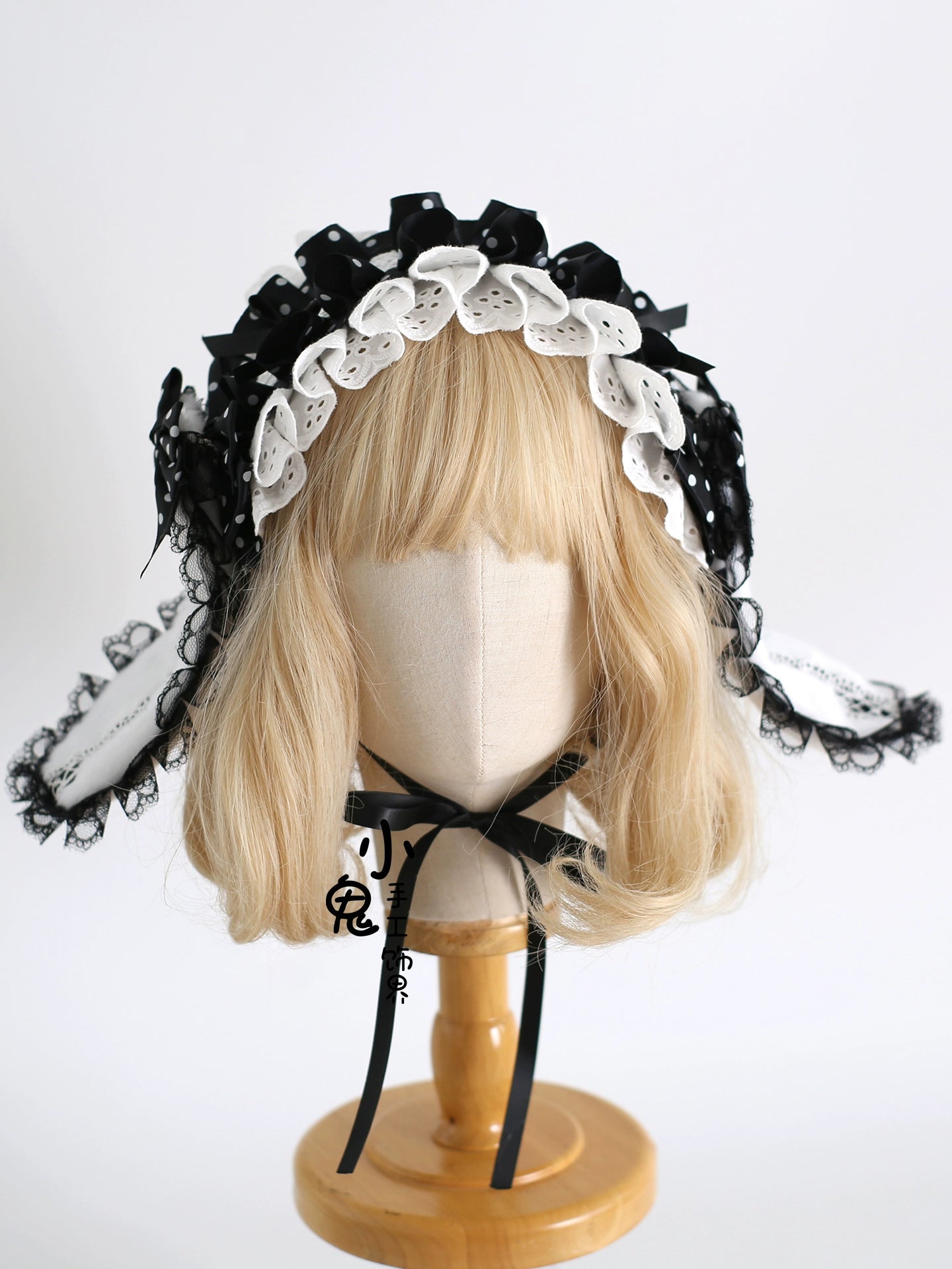 Xiaogui - Polka Dot Lolita Headdress, Detachable Bunny Ear 44136:796577