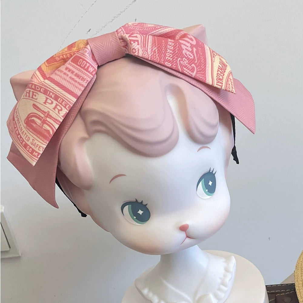 Miss Cube - Antique Label - Retro Lolita KC Straw Hat Bow Tie Peach Pink KC