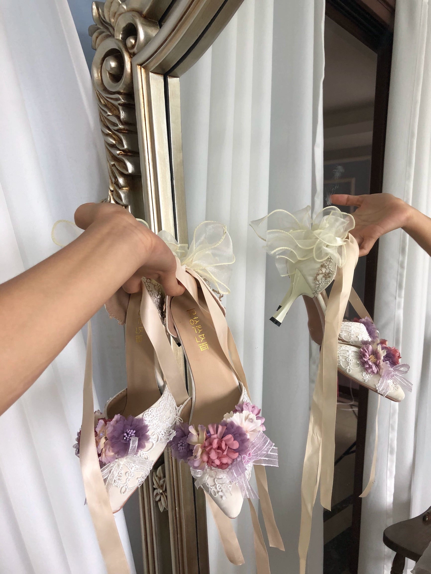 Sky Rabbit - Hanami Season - Wedding Lolita Heel Shoes with Floral Decoration