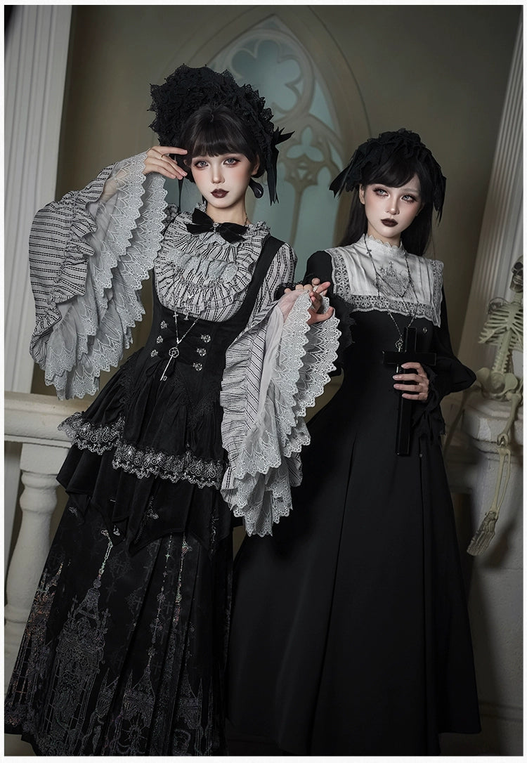With PUJI - Letter and Poetry · Raven's Night Song - Oriental Aesthetics Gothic Lolita Dress Set