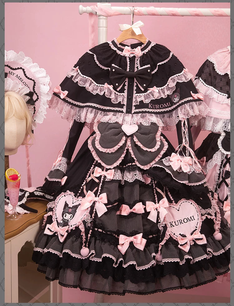 IP Collaboration Sweet Lolita JSK Dress Set,Kuromi Details