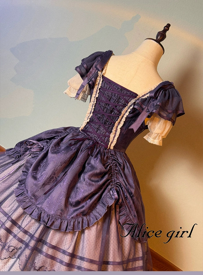 Alice Girl - Yesterday Morning Mist - Classic Lolita OP Bust-supporting Tiered Ruffles Lolita Dress