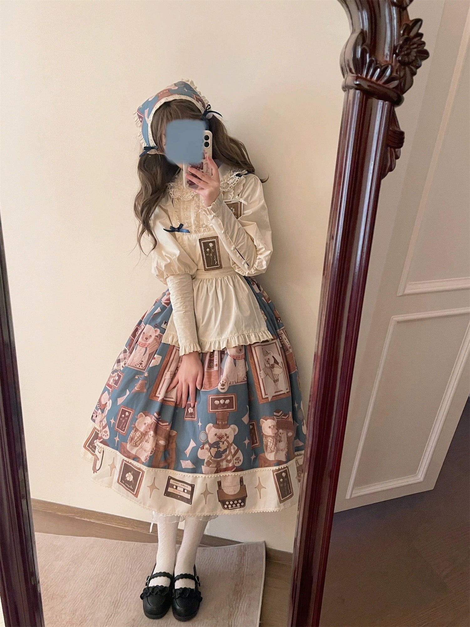 Babyblue~Gretel Bear~Vintage Lolita Dress Teddy Bear Prints Dress 33574:430540