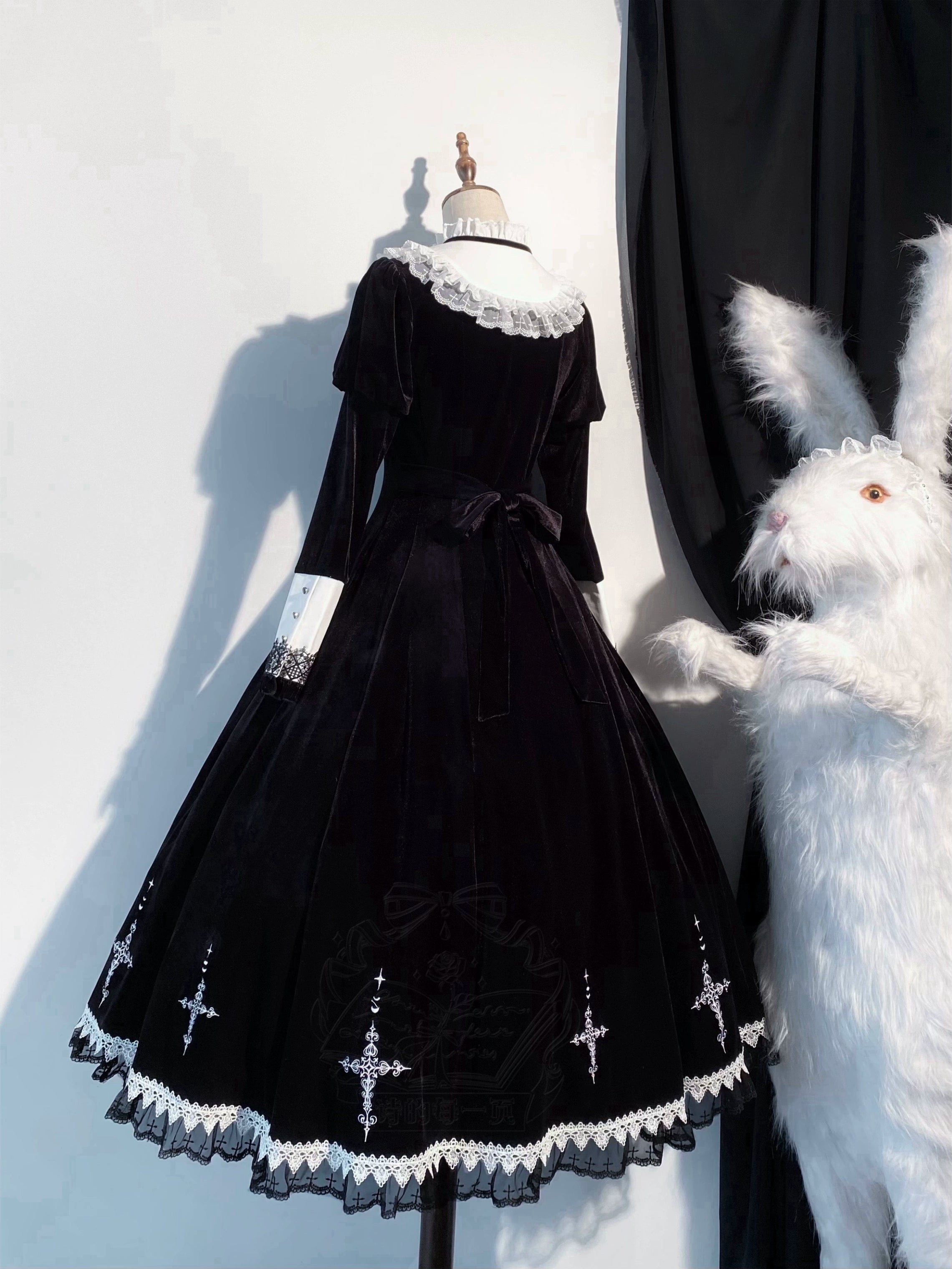Cross Craft - Ten-Panel Cut Gothic Lolita OP, Embroidered Crosses 44402:806573