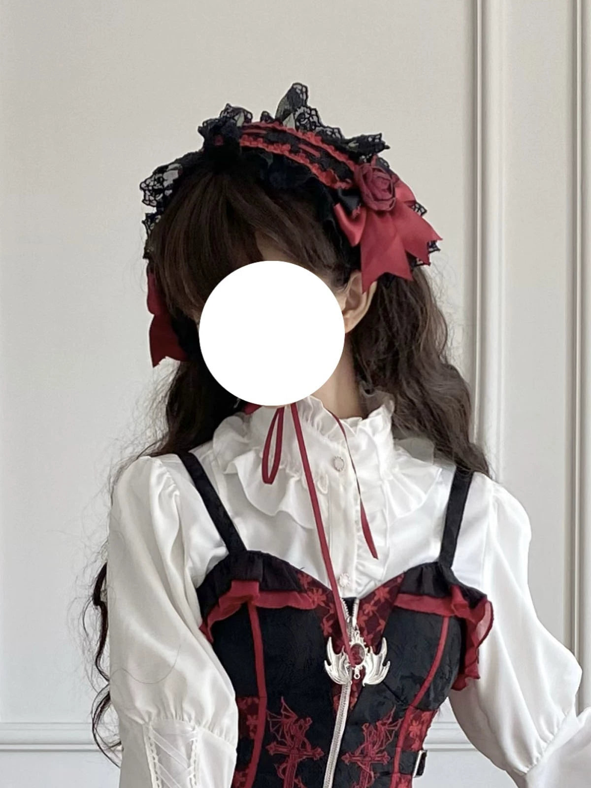 OCELOT - Gothic Lolita Headband Black Red Rose Lolita Hairband