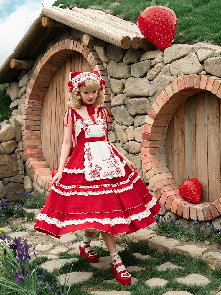 Flower and Pearl Box - Strawberry Basket - Country Lolita Dress Plaid Summer Spring Dress