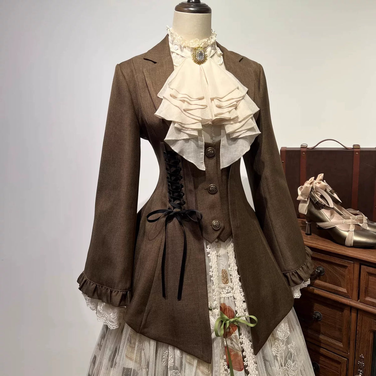 Pemberley Manor - Classic Lolita Slim Fit Coat, Notched Lapel Collar (2XL L M S XL XS) 45971:869894