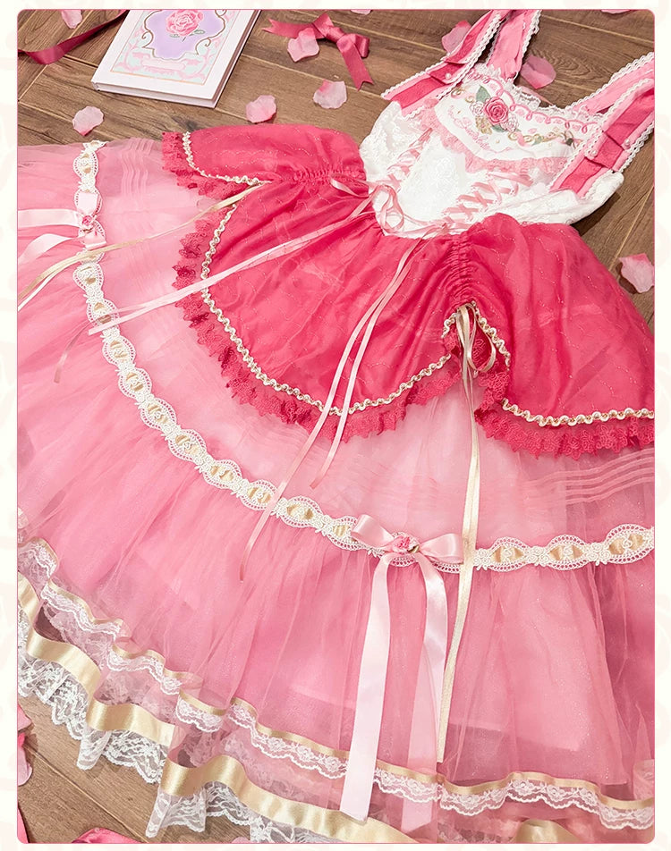 Jennifleur - IP Collab Sweet Lolita Hime Sleeve OP & Long JSK, Floral Accent 45882:866276