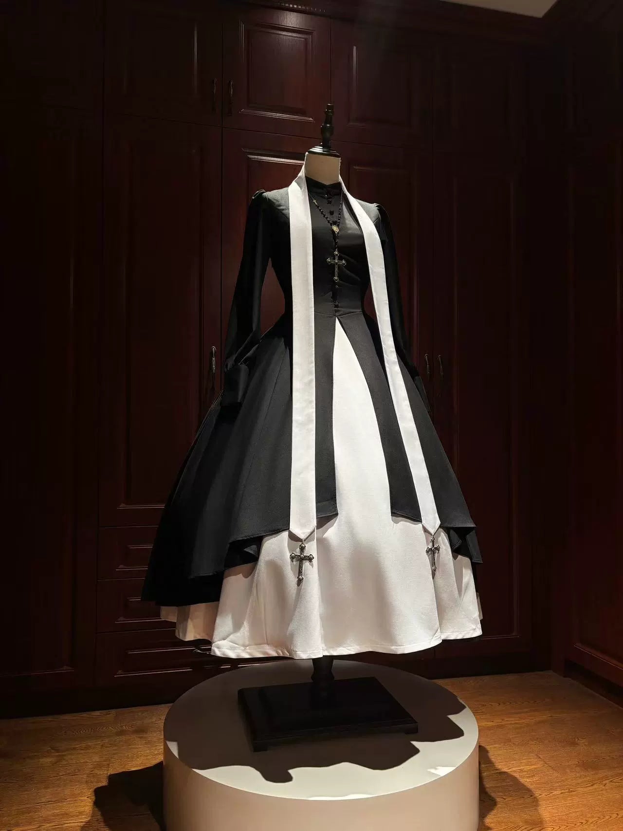 LetterfromGod - Night Watchman - Gothic Lolita OP Dress, Open-Front Hem 43998:791606