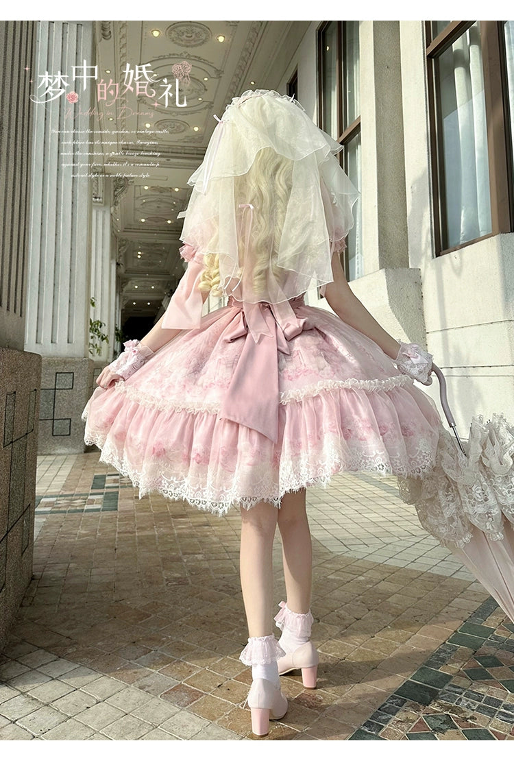 Spireme Cat - Wedding in Dream - Pink Sweet Lolita OP Dress, Detachable Corset