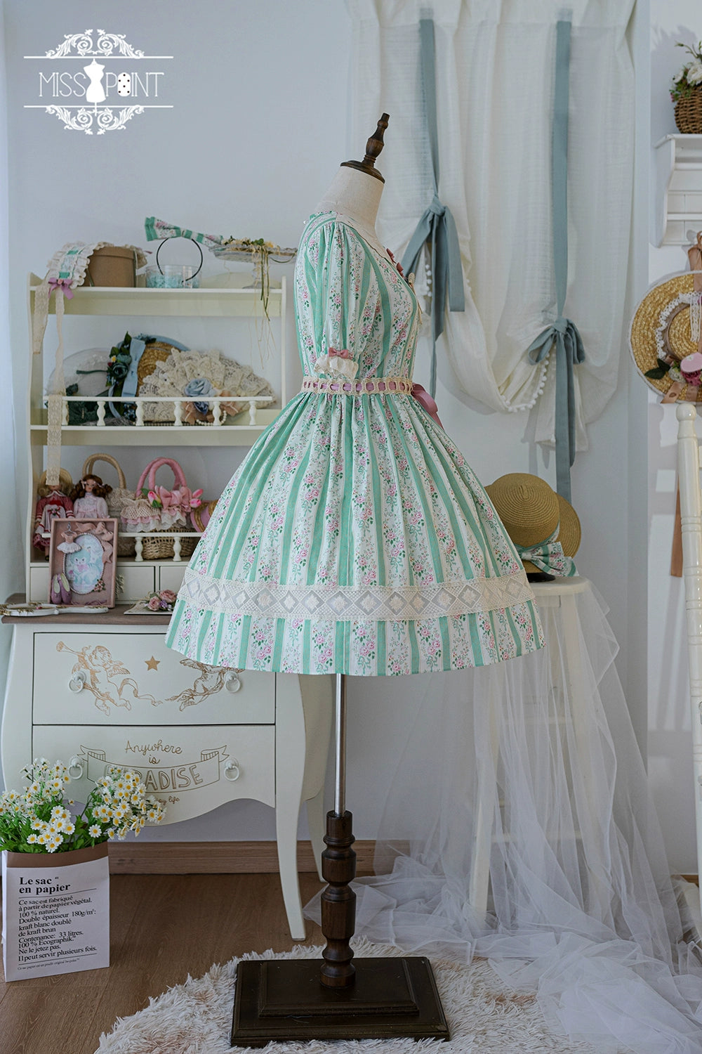 Miss Point~Customized Elegant Lolita OP Dress Cute Daily Girl Short Lolita Dress
