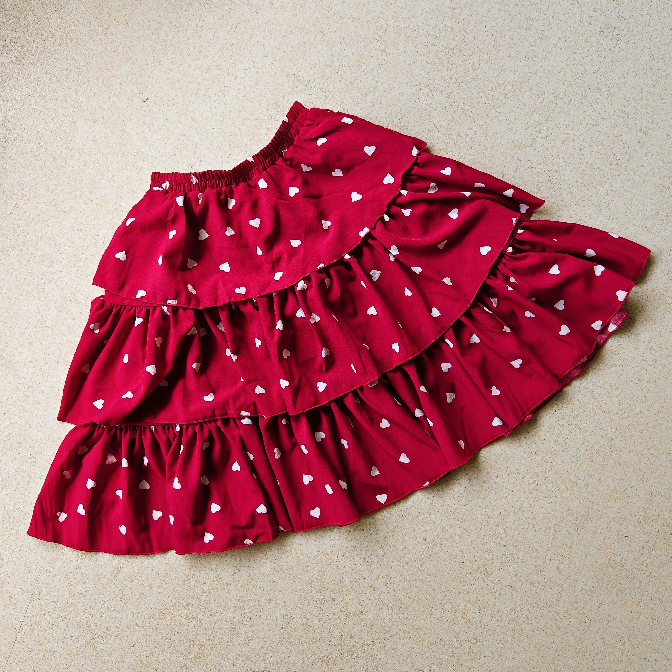 Magic Tea Party - Cotton Lolita SK Multiple Patterns Lolita Skirt Collection M Thump Thump - Three Layers - Red