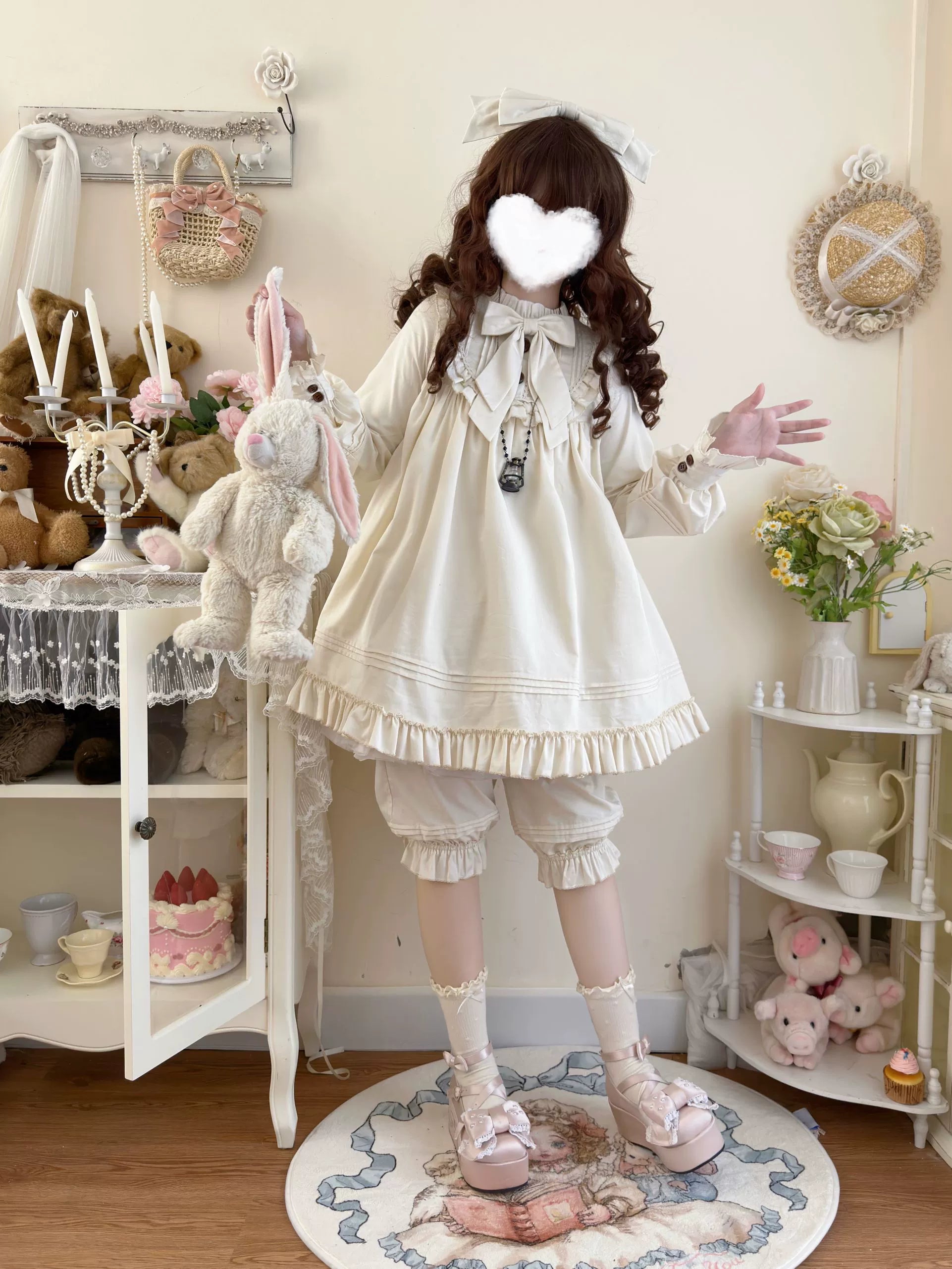 Uncle's Workshop - Lullaby - Cotton Lolita OP Dress Kawaii Lolita Bloomers 34608:463508