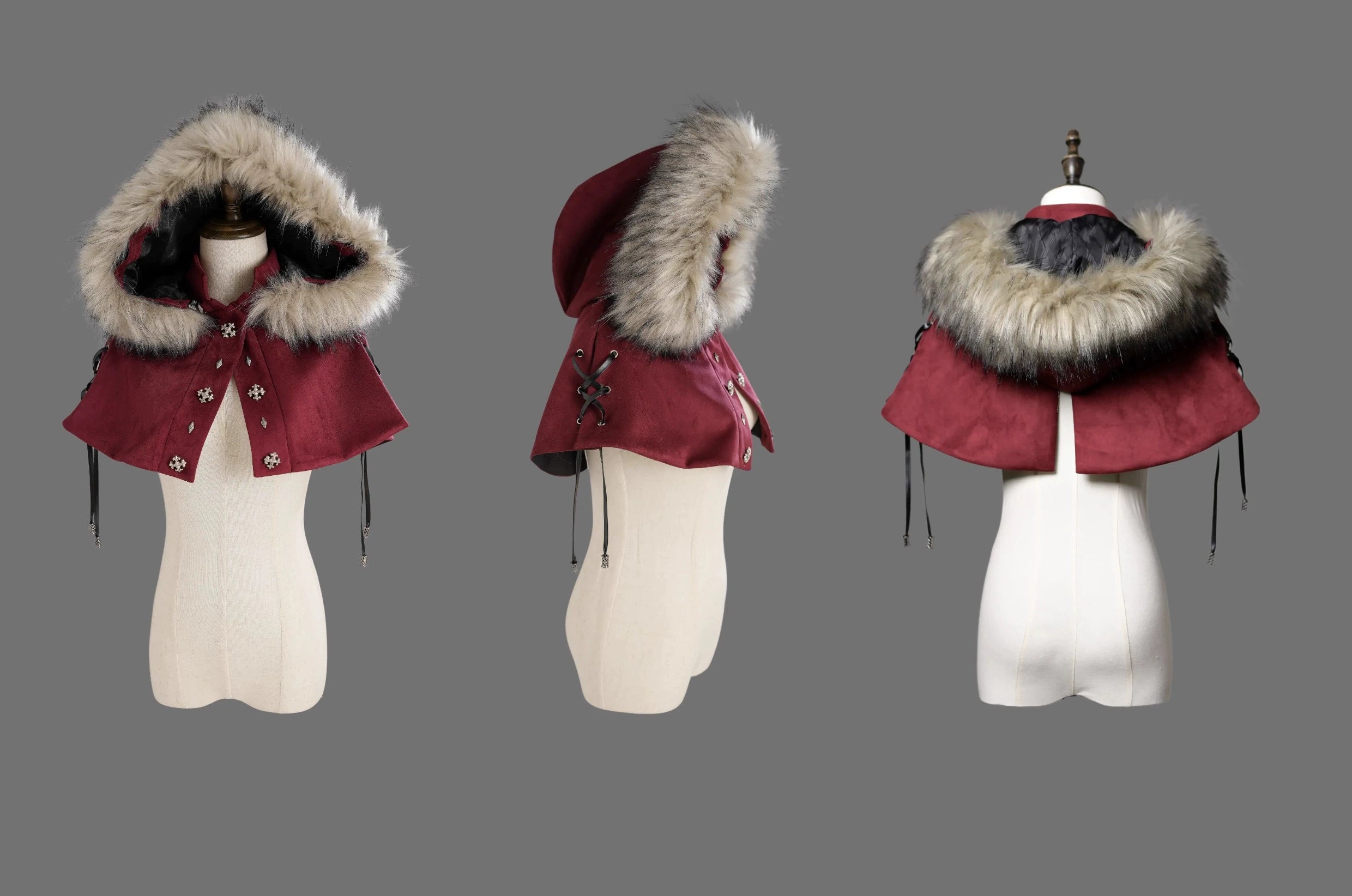 Wuyuzhe~Wolf Hunter~Gothic Lolita SK Set Halter Overskirt Cape Vest (2XL L M S XL) 38718:598926