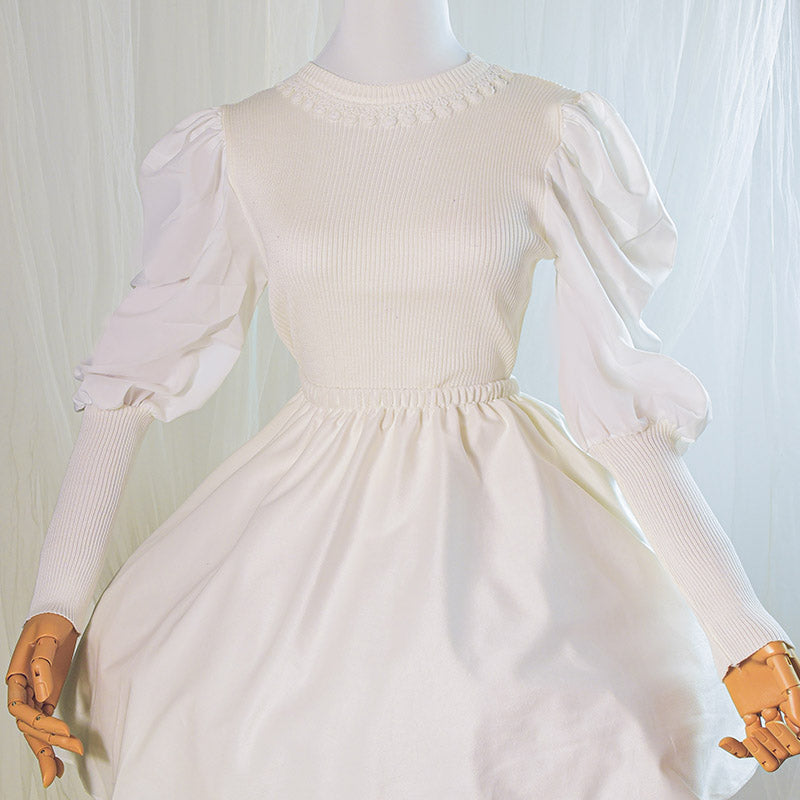 (Buyforme)Daydream Whisper~Plus Size Cute Sweet Making Wish Lolita JSK S puff sleeve long sleeve cardigan-white