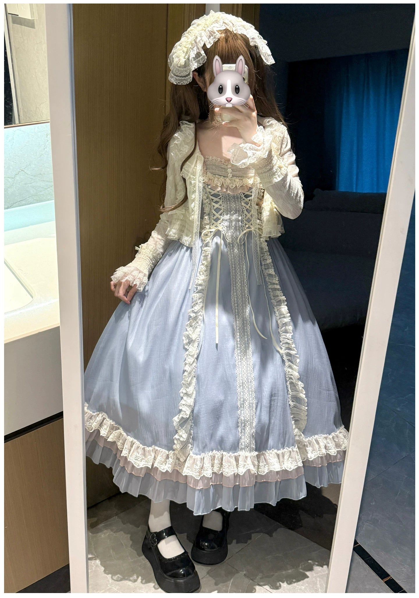 Island Diary - Classic Lolita Flutter Sleeve JSK Dress, Ruffled Lace 45533:855164
