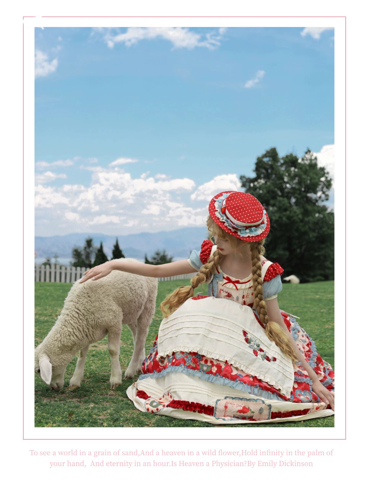 Rose Whispers - Strawberry Tata - Sweet Lolita Dress Suit With Strawberry Cake Print