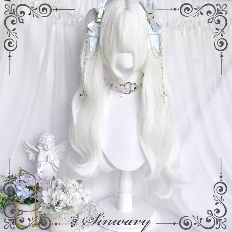 Sinwavy - White Gothic Lolita Wig, Roman Curls & Long Wavy