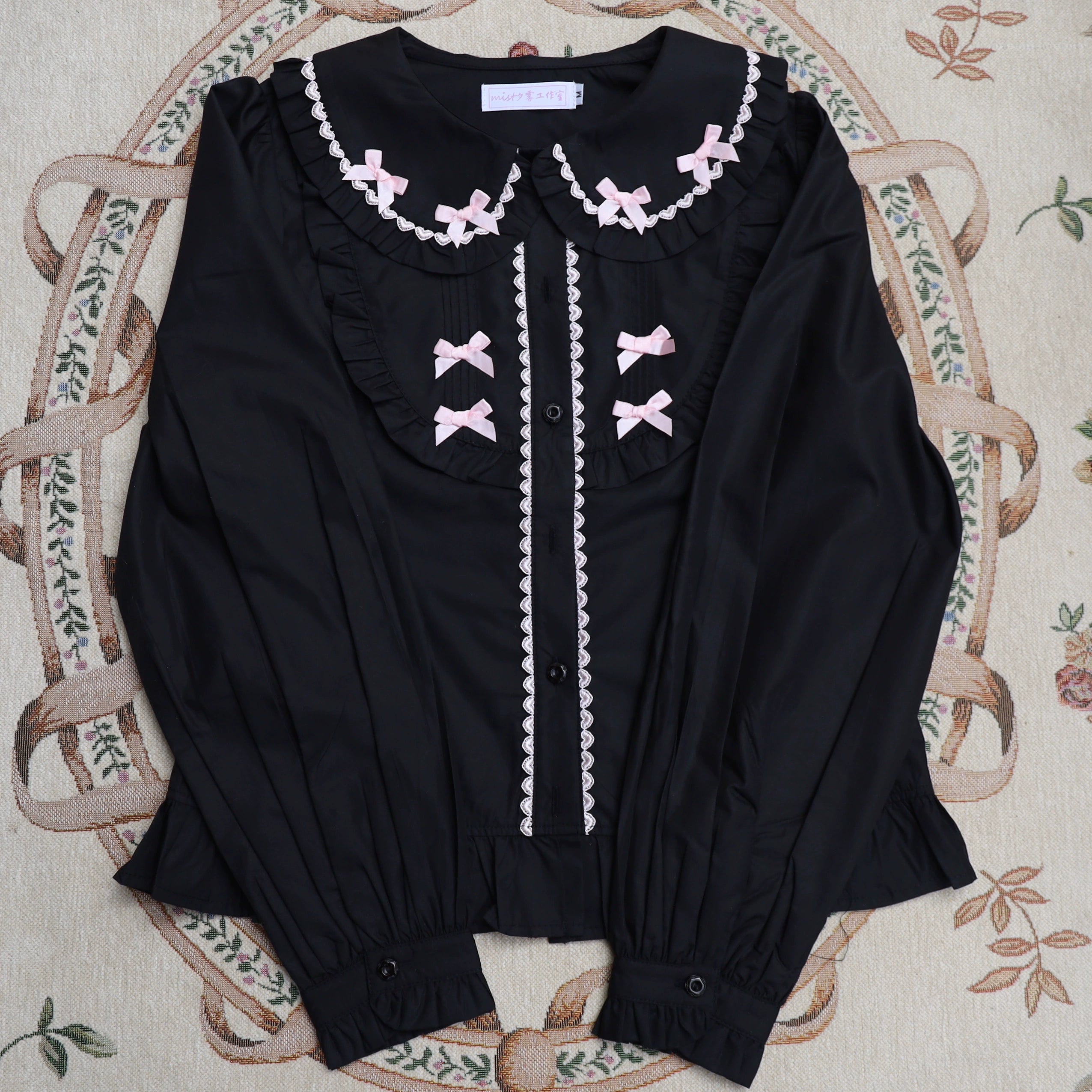 MIST~Sweet Lolita Blouse Doll Collar Lolita Shirt With Bubble Sleeve 28540:628362