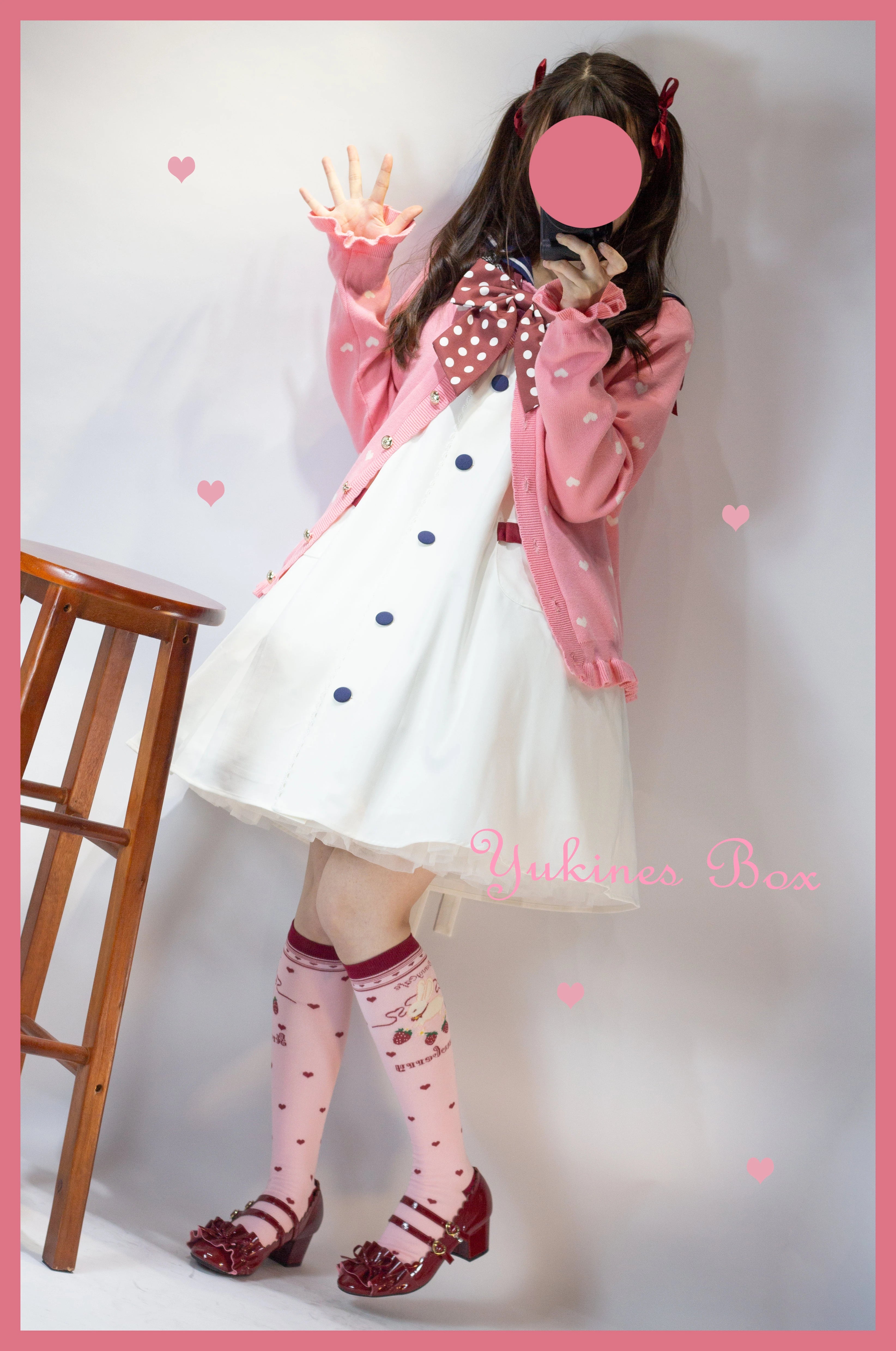 Yukines Box - Kawaii Lolita Strawberry Bunny Print Socks