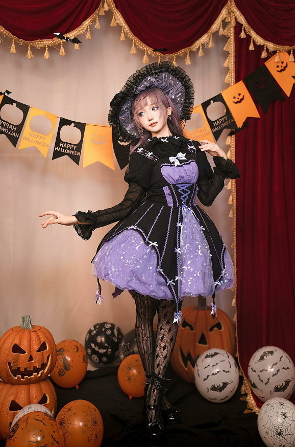 Lemon Honey - Halloween Gothic Lolita Jumper Dress, Pumpkin-inspired Dress