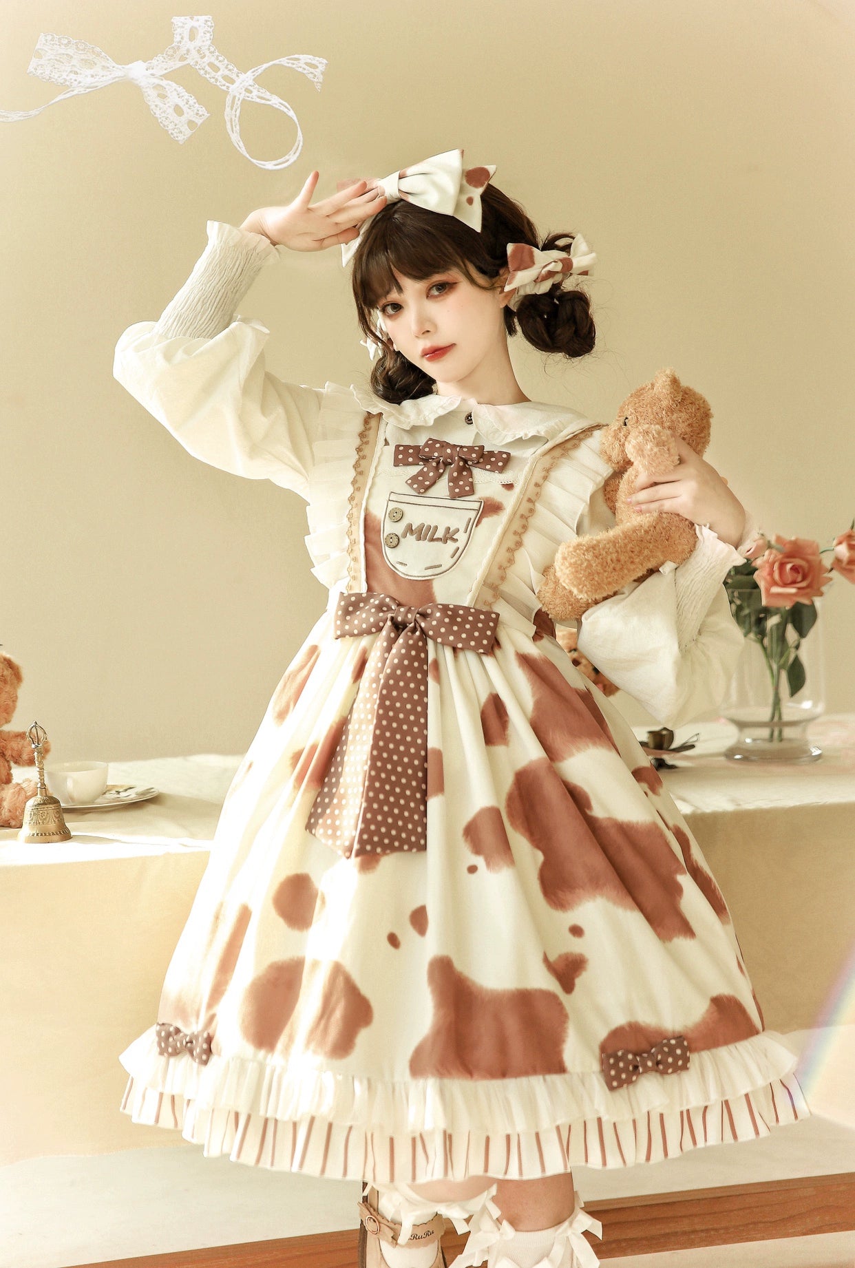 Polaris Lolita - Milky Dango - Cow Spot Kawaii Lolita JSK, Side Pockets 44304:803800