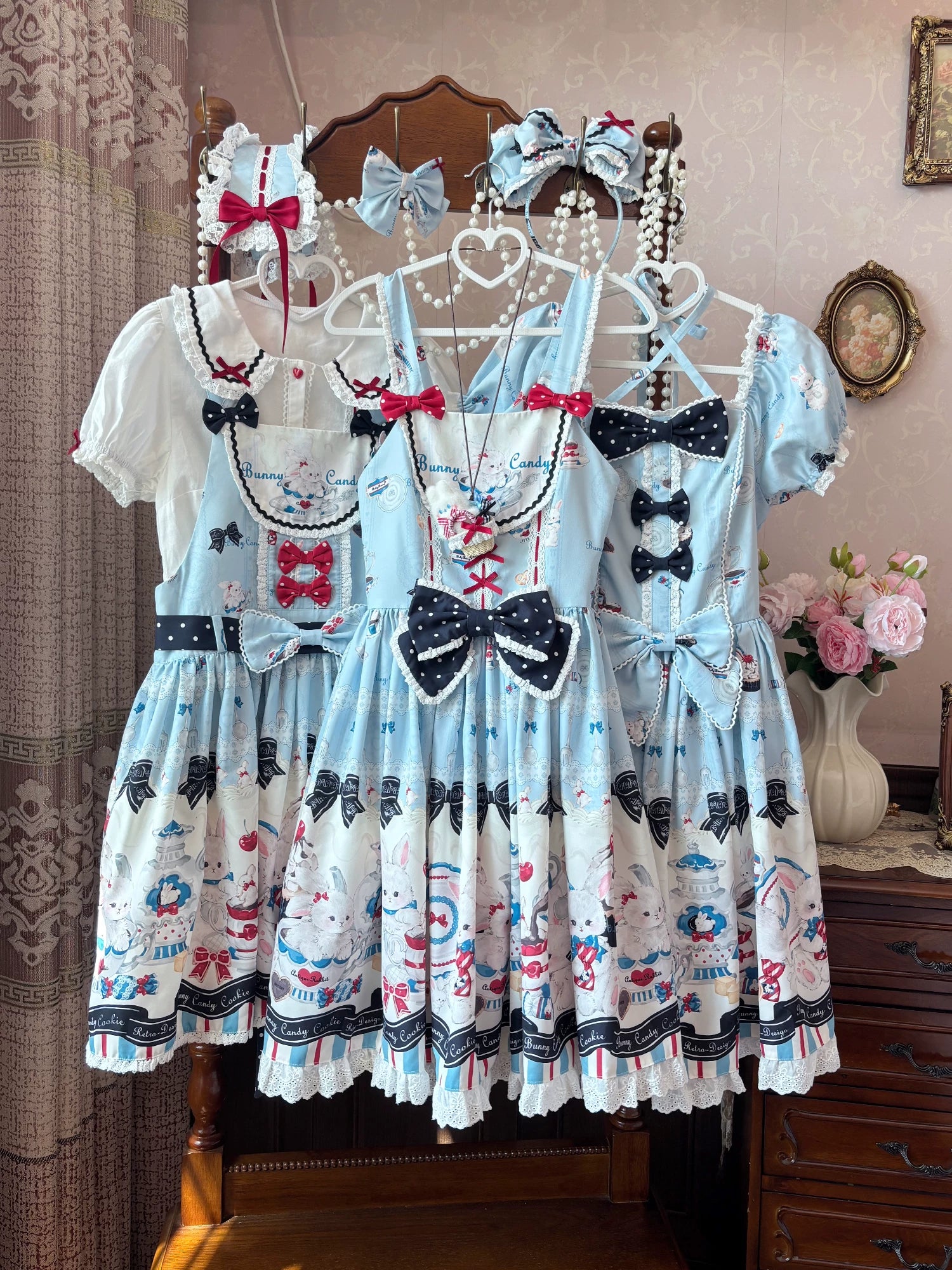 Myth Rabbit Tea Party - Sweet Lolita Dress Set, Bunny Print JSK 44460:809479