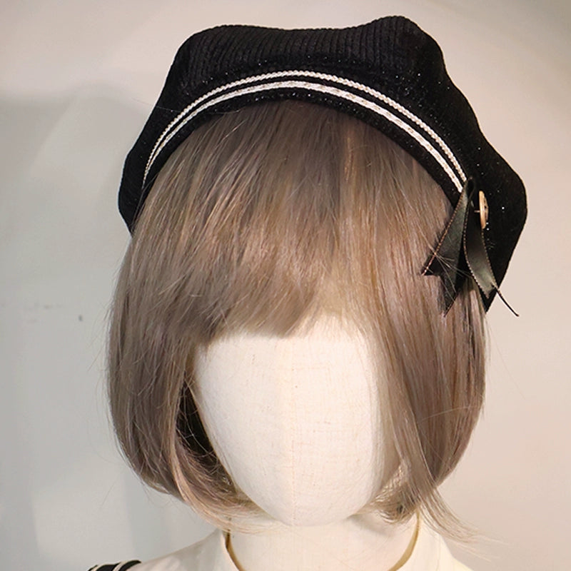 LizBird - Tomorrow Song - Ouji Lolita Loose Sweater and A-line Shorts Silver Thread Waffle Hexagonal Hat - F