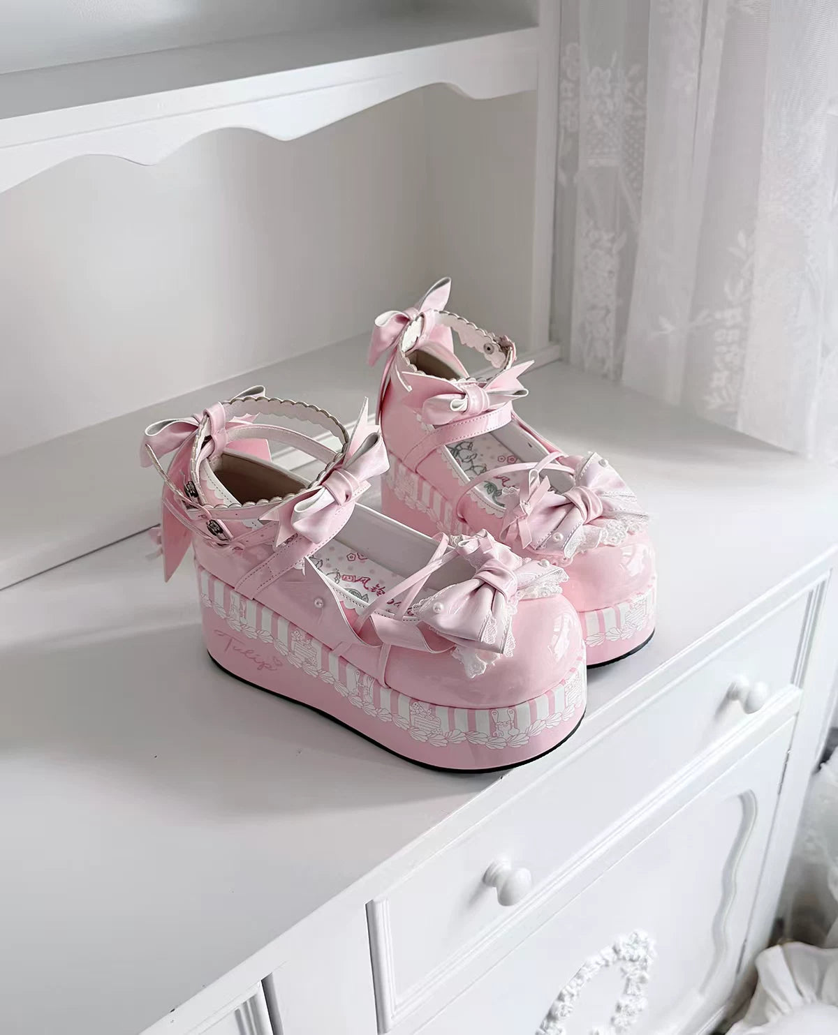Windchime Fantasia - Sweet Lolita Platform Shoes, Detachable Back Bow 45759:860970