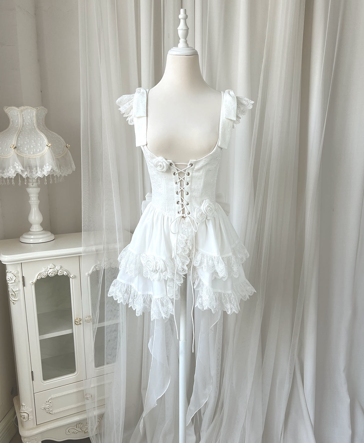 Your princess - Sweet Lolita White Princess Flounce Hemline OP S outter camisole