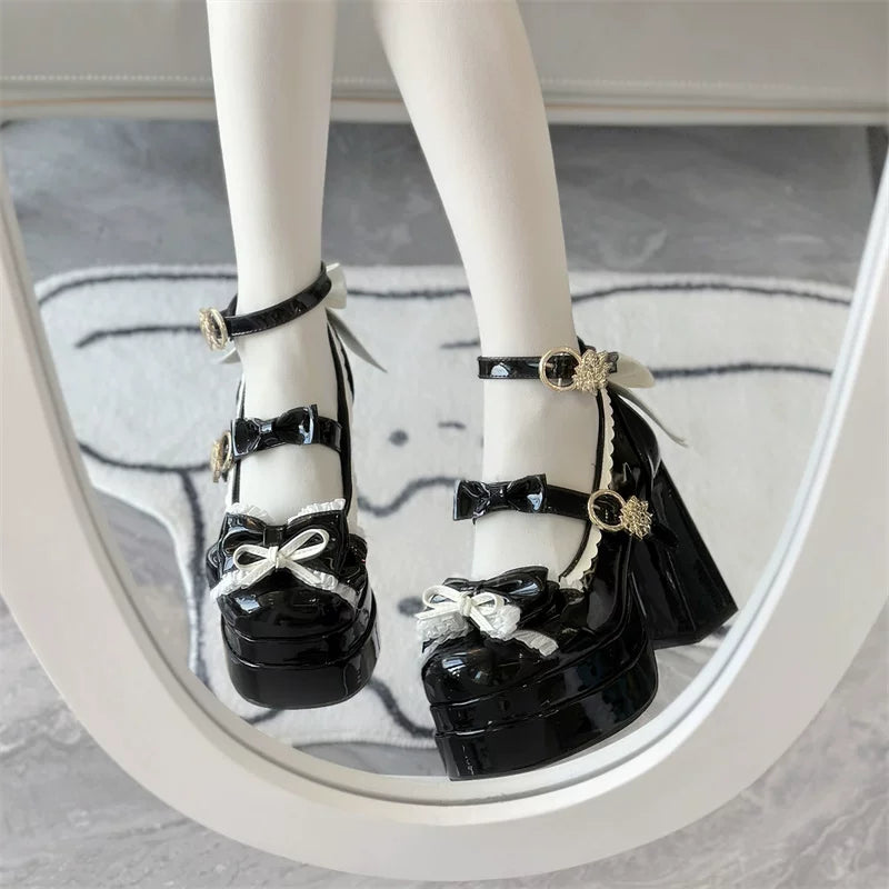 Dreamy Butterfly - Sweet Lolita Round Toe Heel Shoes, Bows & Ruffles 45139:835965