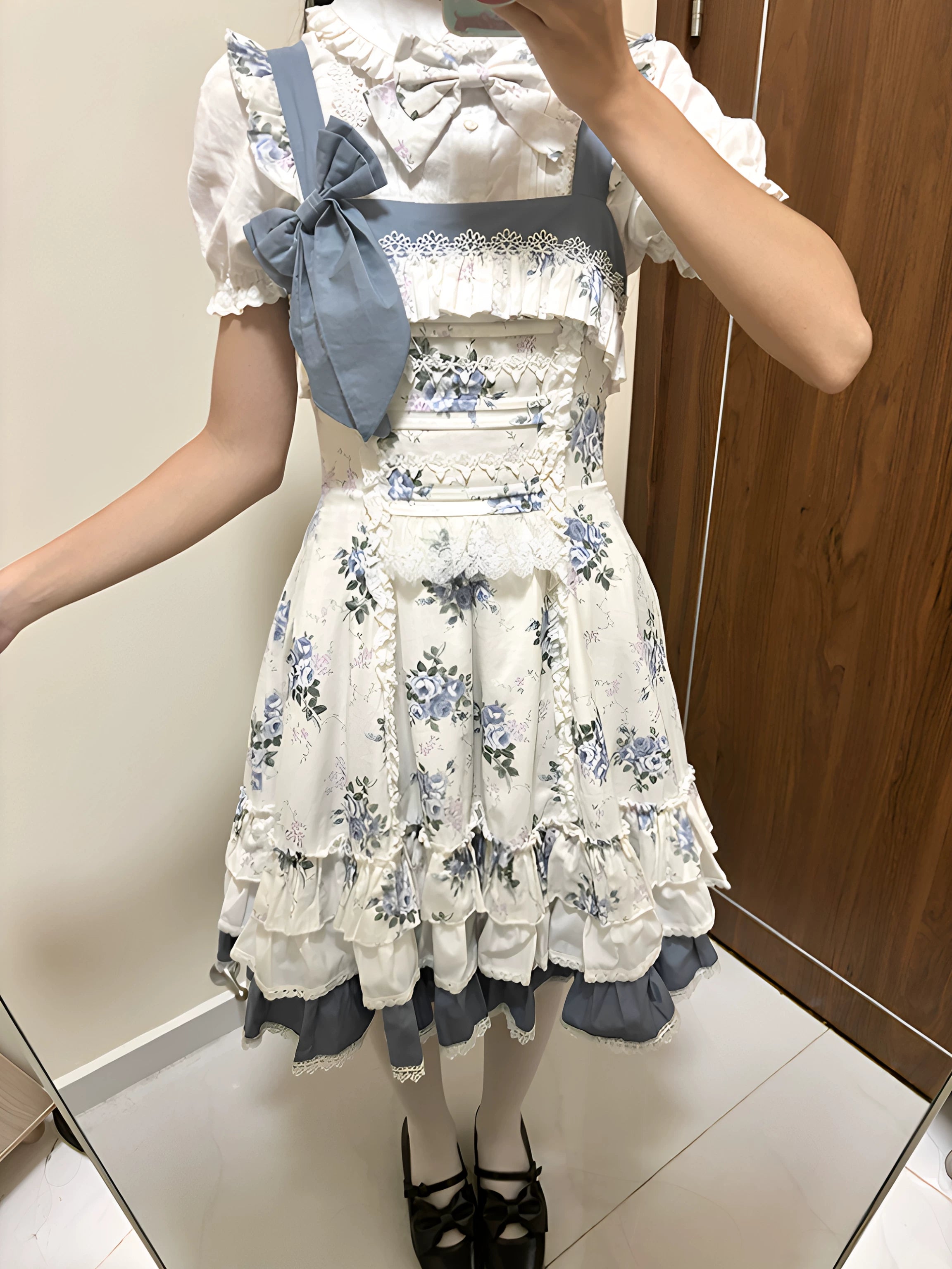 Falling Jacaranda Dream - Old School Lolita Jacaranda Printed JSK Dress 45732:859815