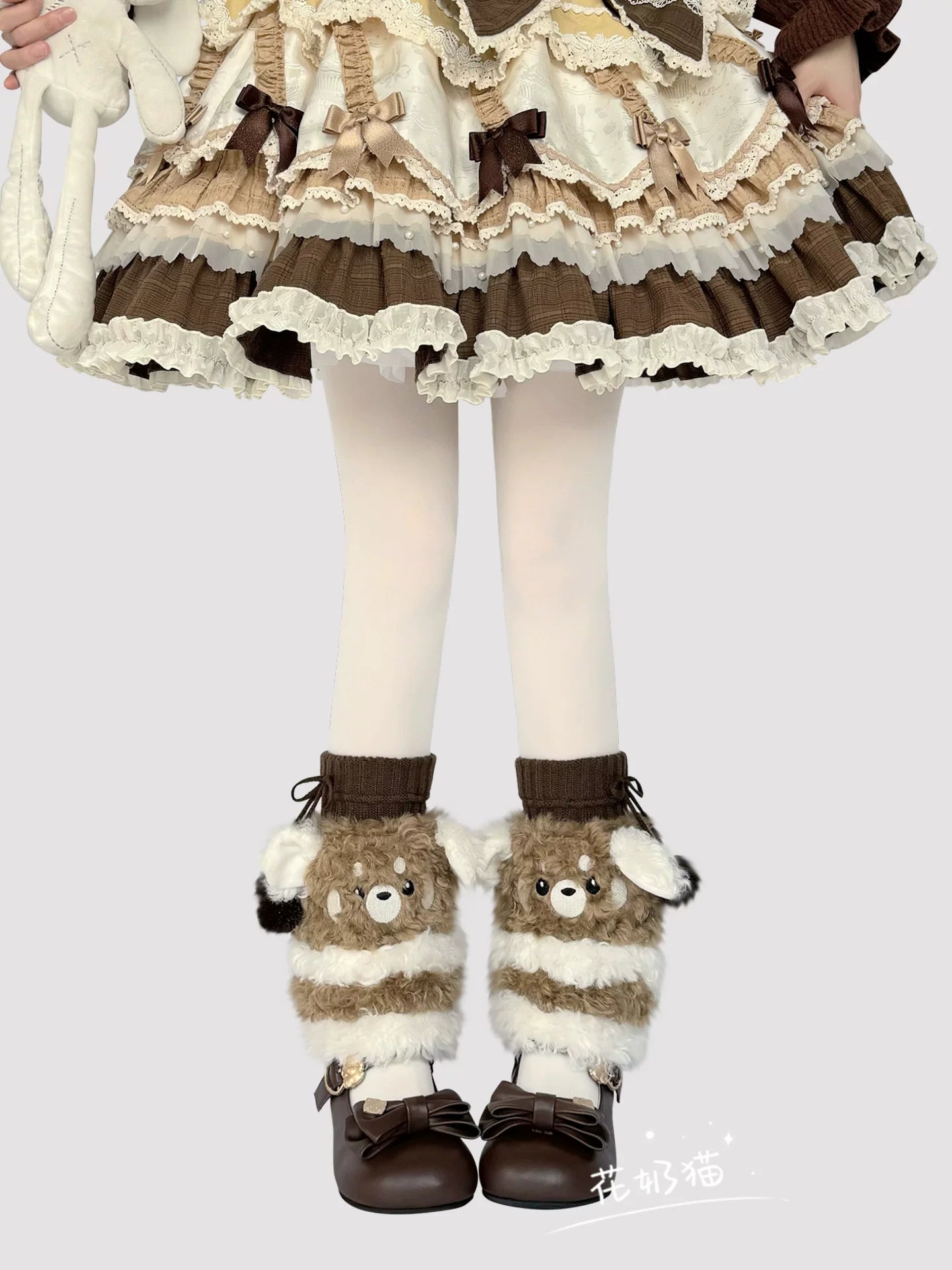 Plush Winter Kawaii Lolita Leg Warmers, Bear-shaped