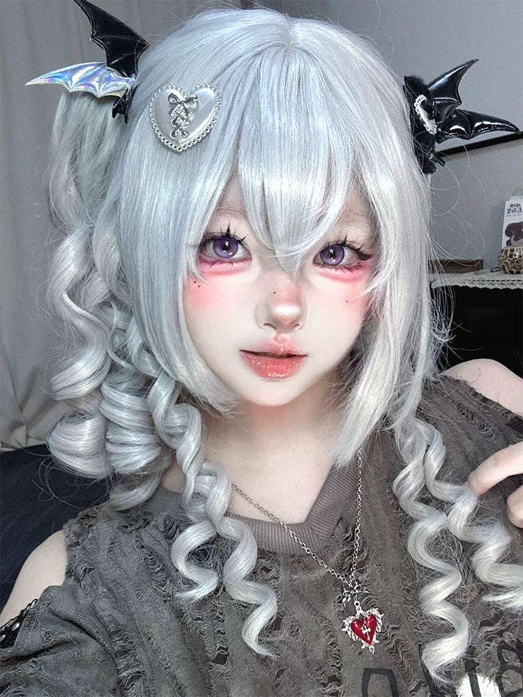 Gothic Lolita Short Wig, Detachable Curl Ponytails 44627:816251