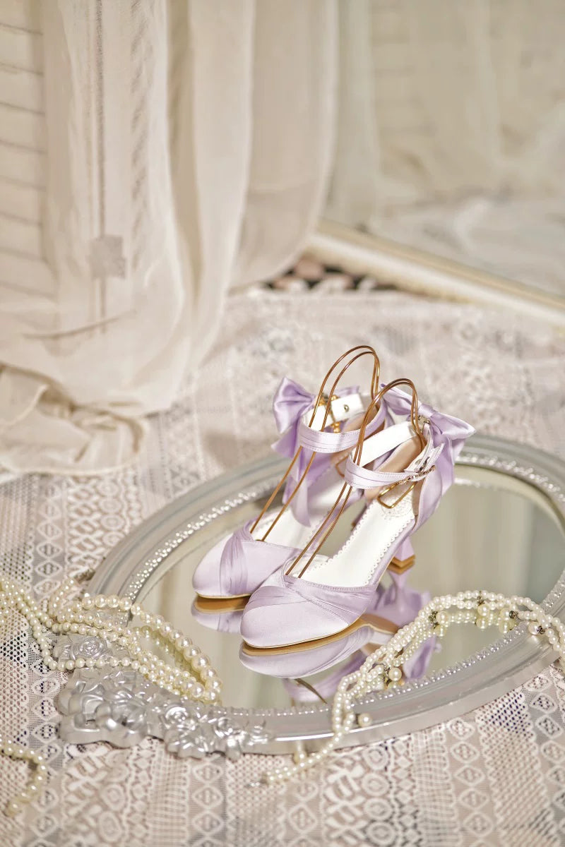 Coronation - Classic Lolita Wine Glass Shaped Heels Shoes, Detachable Bow