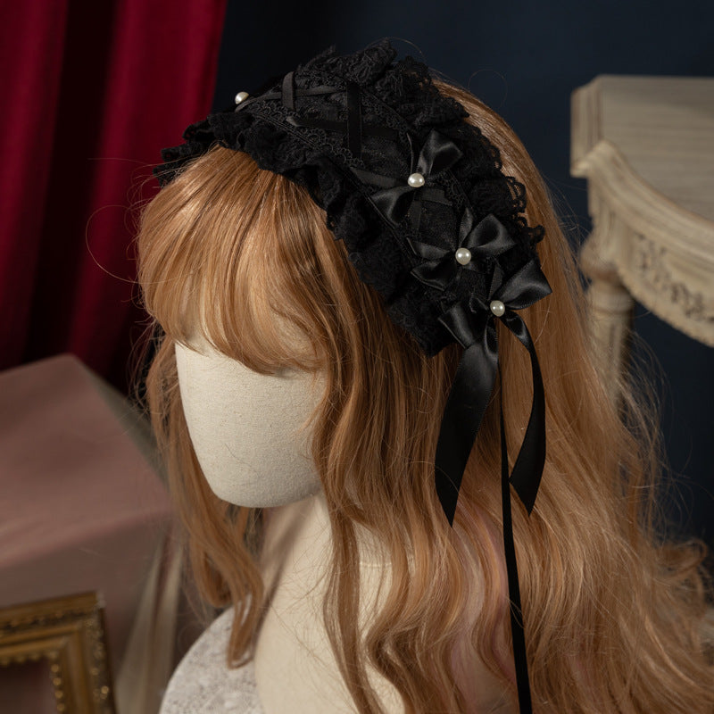 Sweet Japanese Style Lolita Headwear Multicolors One Size Starry Love Song-Black